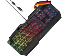 Schwaiger Gt108 žaidimų klaviatūra Pc kompiuterio klaviatūra Rgb apšvietimas Anti-ghosting klavišai Qwertz išmaniojo telefono laikiklis riešo atrama daugialypės terpės valdymas vaivorykštės spalvos