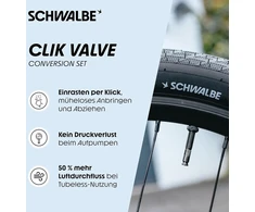 Schwalbe Clik Valve - dviračio ventilio priedas - Dv-scv konvertavimo rinkinys (tik ventiliai)