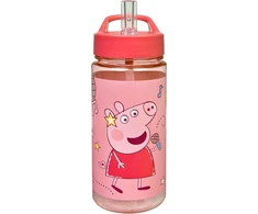 Scooli Peppa Pig gertuvė vaikams su paveikslėliu - plastikinė gertuvė be Bpa - apie 500 ml talpos - su integruotu šiaudeliu - idealiai tinka darželiui ir mokyklai
