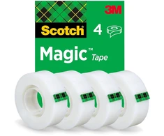 Scotch Magic Tape - 4 ritinėliai 19 mm × 33 m - nematoma lipni juosta bendros paskirties remontui, ženklinimui ir dokumentų sandarinimui