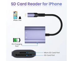 Atminties kortelė Sd kortelių skaitytuvas, skirtas iphone, 3 viename adapteris su dvigubu kortelių lizdu atminties kortelių skaitytuvas kortelių adapteris su pd prievadu, micro sd kortelių kameros kortelių skaitytuvo adapteris su tf/sd, skirtas iphone 14/13/12/11/x/xs/xr