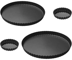 Sdflkae 3 quiche formų rinkinys 10/24/28 cm, tartaletės forma su iškeliamu pagrindu, plieninė apvali nelipni quiche kepimo forma, banguotas kraštas, vaisių pyrago forma, pyrago pagrindo kepimo forma quiche, tartaletėms, pyragams