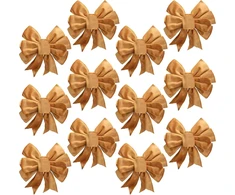 Sea Team 12 vienetų didelių kalėdinių kaspinų rinkinys eglutei, 15 cm minkšto aksomo kalėdinės dekoracijos ir vainiko priedai (khaki)