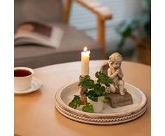 Secret De Gourmet Dekoratyvinis medinis apvalus padėklas su perlo stiliaus apvadu