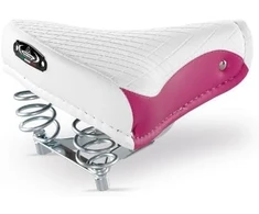 Selle Montegrappa dviračio balnelis, miesto balnelis, odinis, skirtas moterims ir vyrams, skirtas miesto dviračiui, Beachcruiser Holland dviračiui, vintažinio retro stiliaus 1750 Export, spalva: rožinė/balta, pagaminta Italijoje