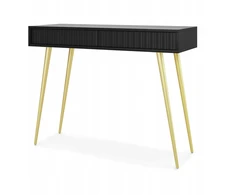 Selsey Bello kosmetinis staliukas 104 cm, juodas su auksinėmis kojomis
