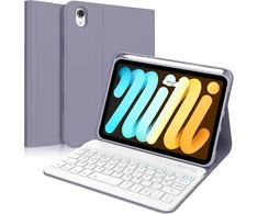 Sengbirch Ipad Mini 7 (a17pro) 8.3 colių 2024 Klaviatūros dėklas - prancūziška Azerty klaviatūra, nuimamas belaidis bluetooth klaviatūros dėklas, skirtas Ipad Mini 7 8.3 colių 2024, levandų spalvos