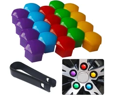 Senvenelec 20 vnt. universalūs 17 mm plastikiniai veržlių dangteliai, skirti automobilių ratų veržlėms, varžtų dangteliai, ratų gaubtai, 17 mm ratų veržlių dangteliai. su 1 nuėmimo kabliuku (penkios spalvos)