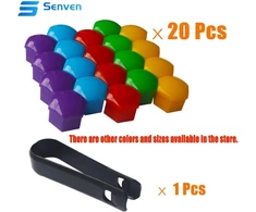 Senvenelec 20 vnt. universalūs 17 mm plastikiniai veržlių dangteliai, skirti automobilių ratų veržlėms, varžtų dangteliai, ratų gaubtai, 17 mm ratų veržlių dangteliai. su 1 nuėmimo kabliuku (penkios spalvos)