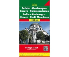 Serbija - Juodkalnija - Kosovas - Šiaurės Makedonija, Automobilių žemėlapis 1:500 000 (freytag &amp; berndt Auto + Freizeitkarten)