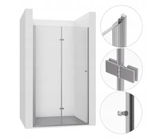 Sevente Dušo durys nišai sulankstomos 70cm chromuotos walk-in kabina stiklas sienelė
