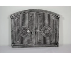 Sezam dvigubos orkaitės durelės iš ketaus su skląsčiu stačiakampio formos picų krosnies durelės duonos krosnies akmens krosnies durelės 42 x 3 x 27.2 cm dažytos sendintu sidabru
