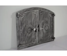 Sezam dvigubos orkaitės durelės iš ketaus su skląsčiu stačiakampio formos picų krosnies durelės duonos krosnies akmens krosnies durelės 42 x 3 x 27.2 cm dažytos sendintu sidabru