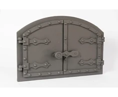 Sezam ketaus dvigubos orkaitės durelės su kniedžių efektu picų krosnies durelės - duonos krosnis - akmens krosnies durelės, 53.2 x 5.5 x 35.5 cm, grafito spalvos
