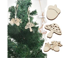 Sg Store 200 vnt. medinių papuošalų, dekoratyvinės medžio drožlės voverės grybų lapų ežiuko gilių šakų formos mediniai diskai ornamentai "pasidaryk pats" scrapbooking amatų gamybai
