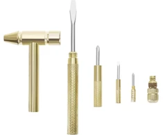 Sg Store 6-in-1 mini daugiafunkcinis varinis plaktukas-atsuktuvas, metalinis remonto įrankių plaktuko rinkinys, skirtas mobiliųjų telefonų, nešiojamųjų kompiuterių, laikrodžių taisymui, auksinis