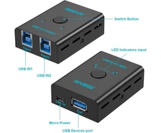 Sgeyr Usb 3.0 jungiklis, 2 įėjimai 1 išėjimas Usb perjungiklis 2 kompiuteriams dalintis 1 Usb įrenginiu, pele, klaviatūra, skaitytuvu, spausdintuvu ir kt.