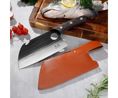 Shangdao Deba peilis 17.8 cm, rankų darbo mėsininko peilis mėsos pjaustymui, virtuviniai peiliai virtuvei ir stovyklavimui lauke, aukščiausios kokybės vokiškas nerūdijantis plienas ir tradicinė medinė rankena, dovanų dėžutė