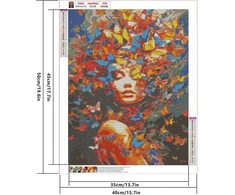 Shegzhuc 40 x 50 cm kvadratinių akmenų deimantų tapyba moteris su skrybėle deimantų tapybos paveikslai moterys su drugelio skrybėle mozaikos deimantų tapybos meno siuvinėjimo kryželiu paveikslai dovana sienų dekoravimui