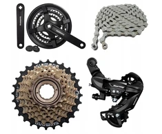 Shimano 7 pavarų pavaros komplektas, švaistiklis 42t, laisvoji pavara, permetėjas, grandinė 3x7