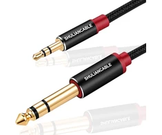 Shuliancable 3.5 mm į 6.35 mm jack audio kabelis, male to male stereo audio aux kabelis gitarai, mikšeriui, mikrofonui, įrašymo įrenginiui, nešiojamam kompiuteriui, stiprintuvui ir kt. (1 m)