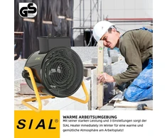 Sial pramoninis ventiliatorinis šildytuvas 9000 W - elektrinis šildytuvas - statybinis šildytuvas - ventiliatorius garažams, dirbtuvėms, statybvietėms - D9 - juodas