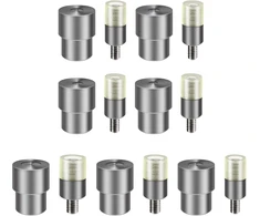 Sidabrinis metalinis dvipusis kniedės magnetinis užsegimas rankinis presavimo įrankis, stūmoklinis įrankis, 7 poros dvipusių kniedžių formų (5/6/7/8/9/10/12 mm)