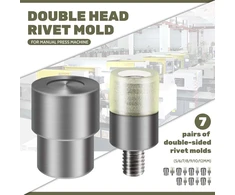 Sidabrinis metalinis dvipusis kniedės magnetinis užsegimas rankinis presavimo įrankis, stūmoklinis įrankis, 7 poros dvipusių kniedžių formų (5/6/7/8/9/10/12 mm)