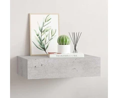 Sieninė lentyna su stalčiumi, betono pilka, 40x23,5x10cm, MDF