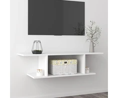 TV staliukas Sieninė televizoriaus spintelė, balta, 103x30x26,5cm