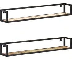 Sieninės lentynos, 2vnt., 120cm, perdirbtos medienos masyvas