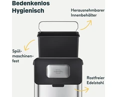 Silberthal virtuvinis organinių atliekų konteineris 4l - nerūdijančio plieno - su dangteliu - mažo kvapo kompostavimo konteineris virtuvei - su aktyvintos anglies filtru - vidinis konteineris tinkamas plauti indaplovėje