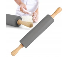 Silikoninis kočėlas su medinėmis rankenomis, besisukantis, 38 cm