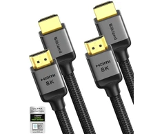 Silkland 10k 8k hdmi 2.1 kabelis 1 m, 2 vnt. sertifikuotas hdmi® kabelis 4k @ 144hz/120hz 8k @ 60hz, earc, hdr10, dolby atmos, 48 gbps, hdcp2.3, skirtas hdtv/soundbar/ps5/blu-ray/switch/projektoriui/nešiojamam kompiuteriui/ekranui
