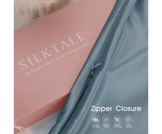 Silktale 19 momme 100% šilko mulberry pagalvės užvalkalas plaukams ir odai su užtrauktuku, 1 vnt., dusty mėlynas, 40 x 80 cm