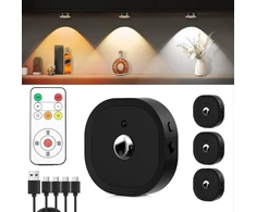 Silrives led spintelių apšvietimas su nuotolinio valdymo pulteliu, belaidis, usb įkraunamas taškinis akumuliatorius, 3 šviesos spalvos, spintelių apšvietimas, led akumuliatorius, reguliuojamas, netiesioginis apšvietimas po spintele virtuvėje