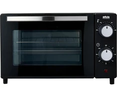 Silva Schneider Mb 1000, mini orkaitė 10 l, juoda, 650 vatų, temperatūros reguliavimas 100-230 °c, laikmatis su pabaigos signalu, kvarciniai kaitinimo elementai, dvigubo stiklo durelės, įskaitant kepimo skardą, groteles ir rankeną