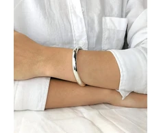 Laikrodis Silverly moteriška 925 sidabro masyvi, stora, lygi, apvali vamzdelio apyrankė, 20 centimetrų, sidabras, be brangakmenių