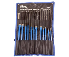 Silvertools išmušėjų, kirstukų, skylių žymeklių ir kaltų rinkinys 28 vnt.