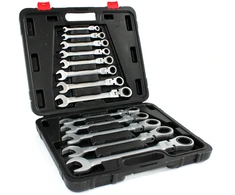 Silvertools kombinuoti veržliarakčiai su terkšle, lankstomi, lagaminas 8-32 mm, 13 vnt.