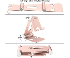 Simpeak telefono laikiklis, planšetinio kompiuterio laikiklis, doko laikiklis mobiliesiems telefonams, planšetiniams kompiuteriams ir el. knygoms, aliuminio lydinio stalinė stovo, sulankstomas kampas reguliuojamas - 156g kiekvienas, šampano aukso spalvos