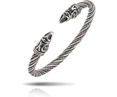 Sipuris vikingų apyrankė vyrams su varnų galvomis, skandinaviško stiliaus vikingų apyrankės, reguliuojama nerūdijančio plieno pinta vielos rankogalių apyrankė, pagoniški wiccan papuošalai, nerūdijantis plienas, be brangakmenių