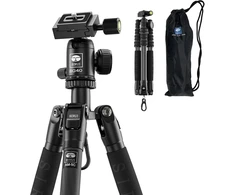 Sirui am-5c anglies pluošto kelioninis trikojis, 140 cm kompaktiškas lengvas anglies pluošto trikojis su 360° panoraminiu rutuliniu galvu, skirtas dslr, greito atleidimo plokštelė, nuimama centrinė kolona, keliamoji galia iki 10 kg