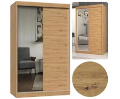 Šiuolaikinė talpi stumdoma spinta Iga 120x200x61 su veidrodžiu, strypu, ąžuolo artisan