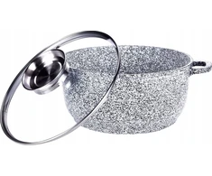 Šiuolaikinis aliuminio apvalus puodas 24cm Granitas Marmuras 4.5l Masterpan 2128