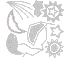 Sizzix Thinlits pjovimo formelės 12pk Night Light, Jennifer Ogborn, 666021 skyrius 4 2022, plokštelė, plastikas, pilka, vienas dydis
