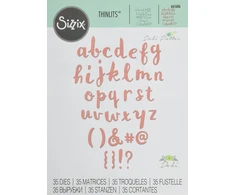 Sizzix Thinlits rinkinys 38pk-brush mažosios raidės Alpha, autorė Debi Potter, metalas, įvairiaspalvis, 26.5 x 13 x 0.2 cm