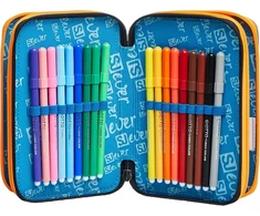 Sj gang penalas, daugiaspalvis penalas raštinės reikmenims, penalas su rašikliais, tušinukais ir daugiau, vaikams, mergaitėms ir berniukams, pradinei mokyklai, 3 skyriai; sj pattern juodas, juodas/plieno pilkas