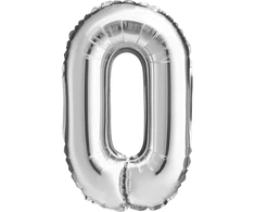 Skaičiaus formos balionas, sidabrinis, 100 cm, gimtadienio dekoracija, vaiko gimtadienio dekoracija, jubiliejus, dovana (skaičius 0)