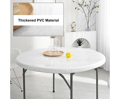 Skaidri apvali staltiesė 90-110 cm, pvc plastikinės staltiesės, skaidri stalo apsauga su elastine juosta, stalo apsauginė plėvelė, lauko staltiesė, neperšlampama sodo staltiesė, daugkartinio naudojimo
